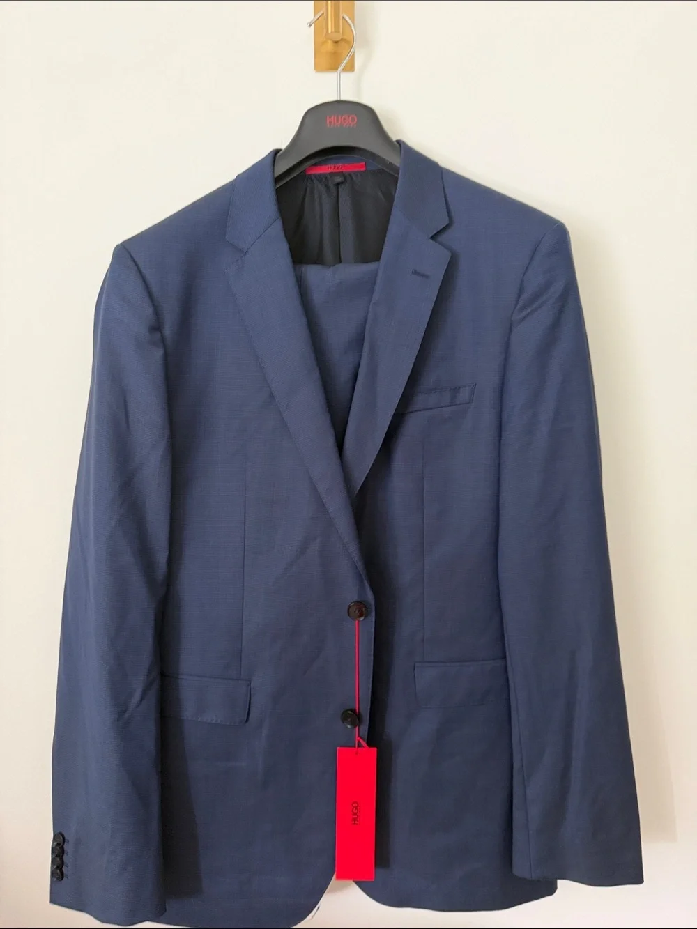 HUGO Men's Dark Blue Tailored Single-Breasted Suit